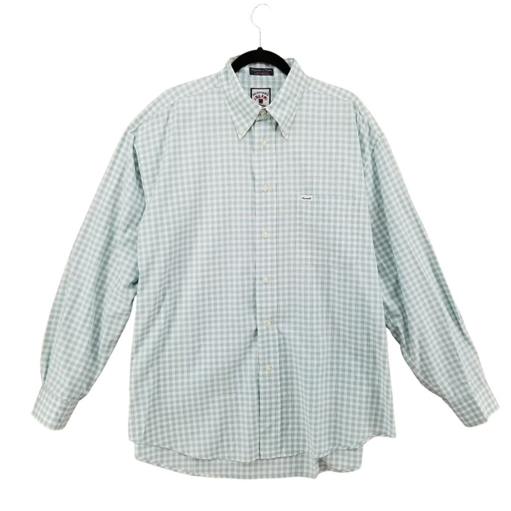 Faconnable Light Mint Gingham Button-Down Shirt - image 1